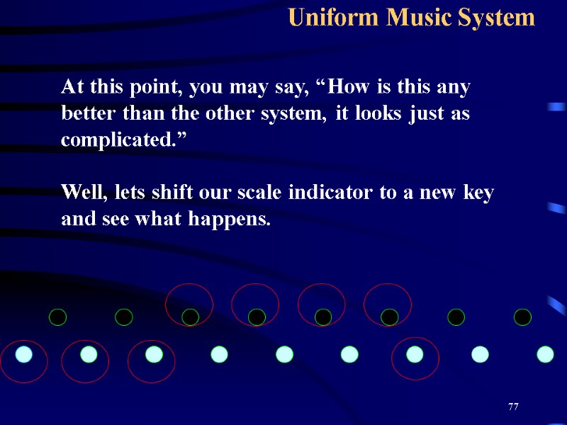 77 Uniform Music System   At this point, you may say, “How is